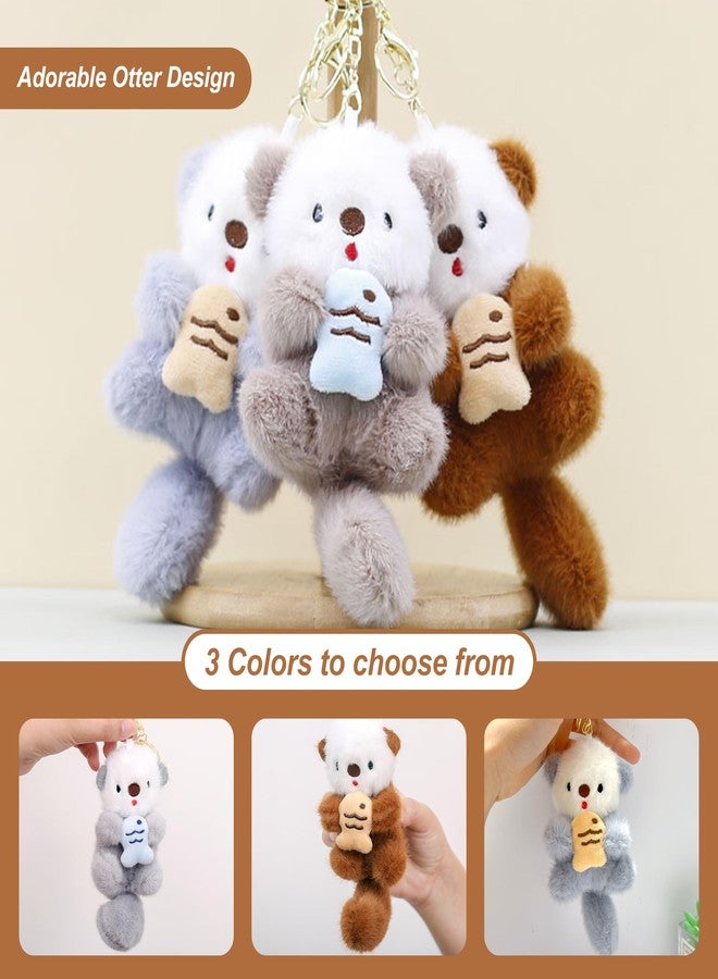 YOUNEEDFUL 2025 New Cute Otter Keychain Charm & Bag Charm Adorable Keychain Ring for Bags Otter stuff for Women Animal Lovers (Grey) - Image 3